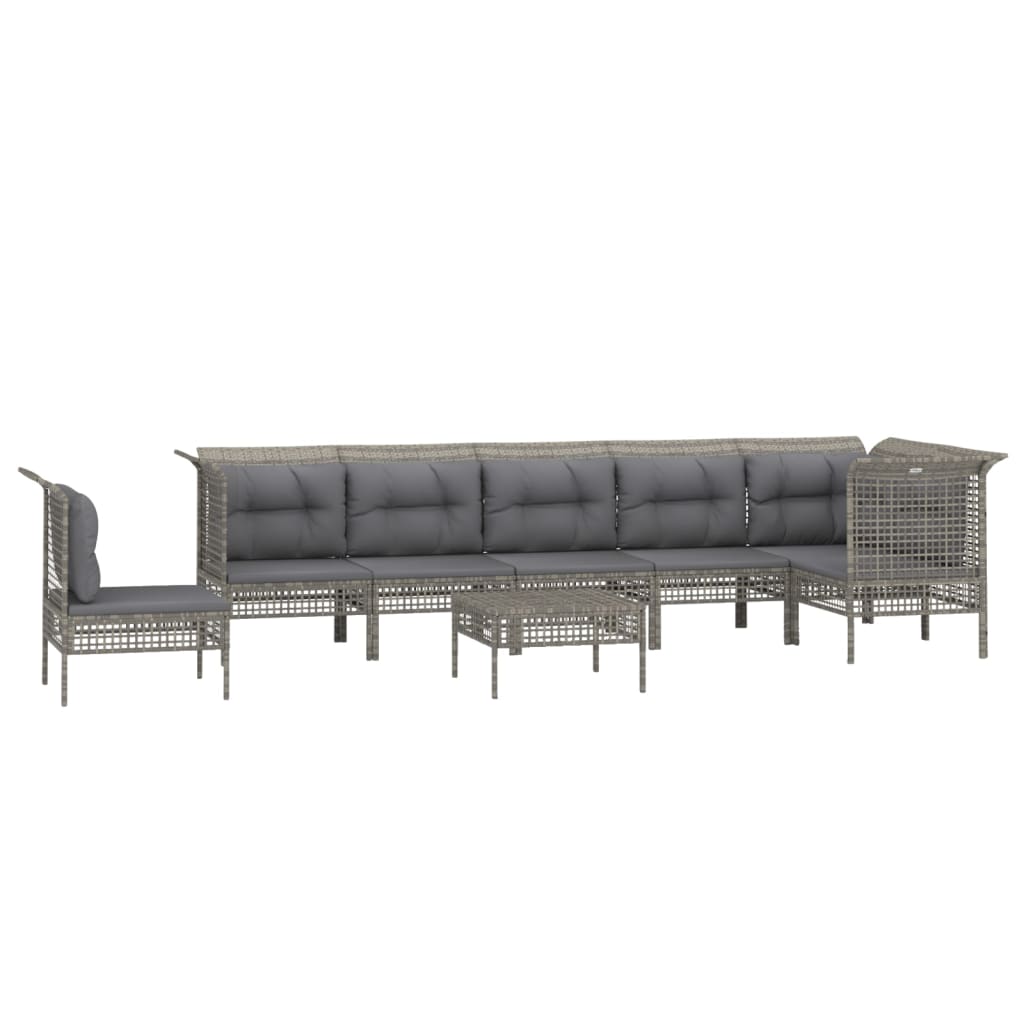 vidaXL Set mobilier de grădină cu perne, 8 piese, gri, poliratan vidaXL Set mobilier de grădină cu perne, 8 piese, gri, poliratan