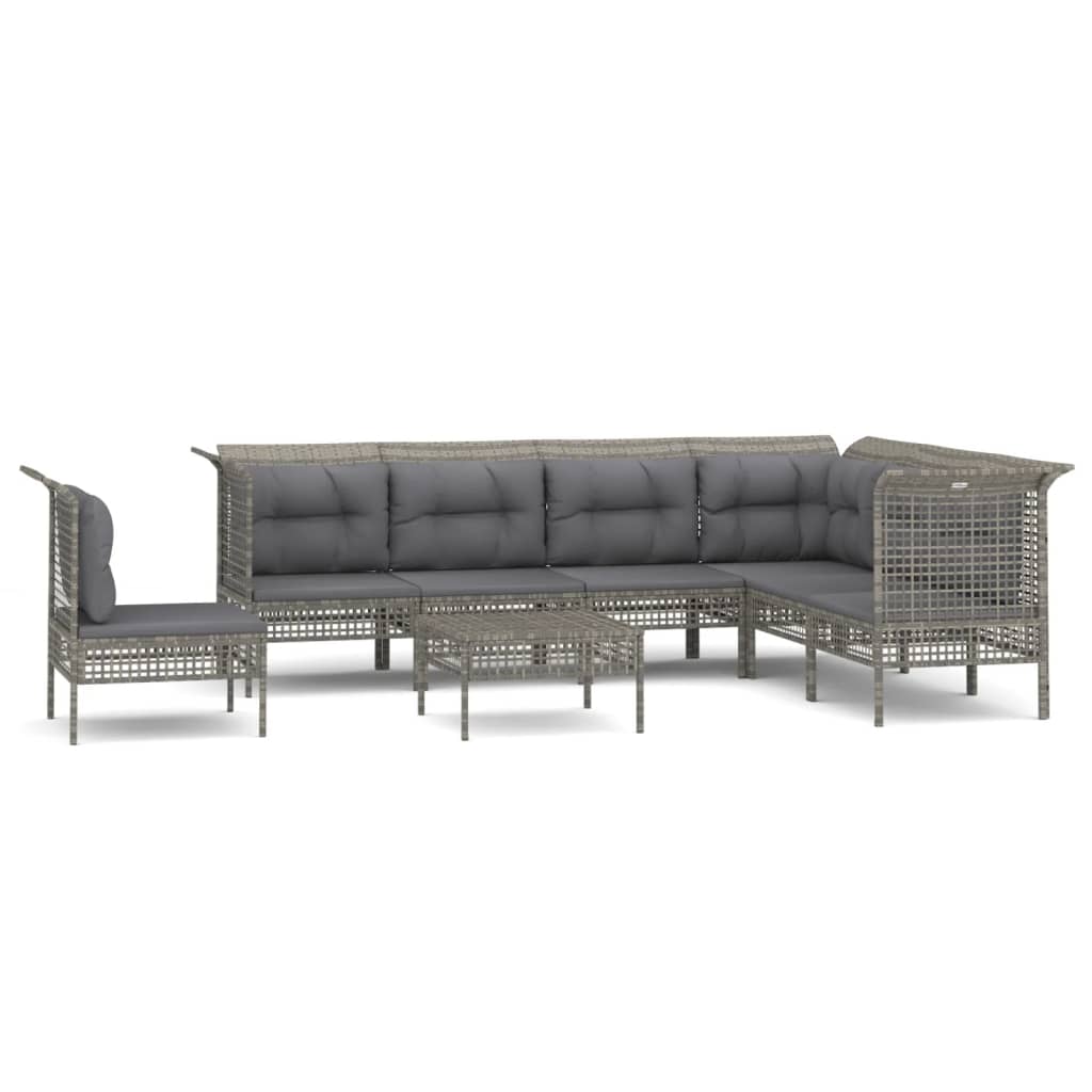 vidaXL Set mobilier de grădină cu perne, 8 piese, gri, poliratan vidaXL Set mobilier de grădină cu perne, 8 piese, gri, poliratan