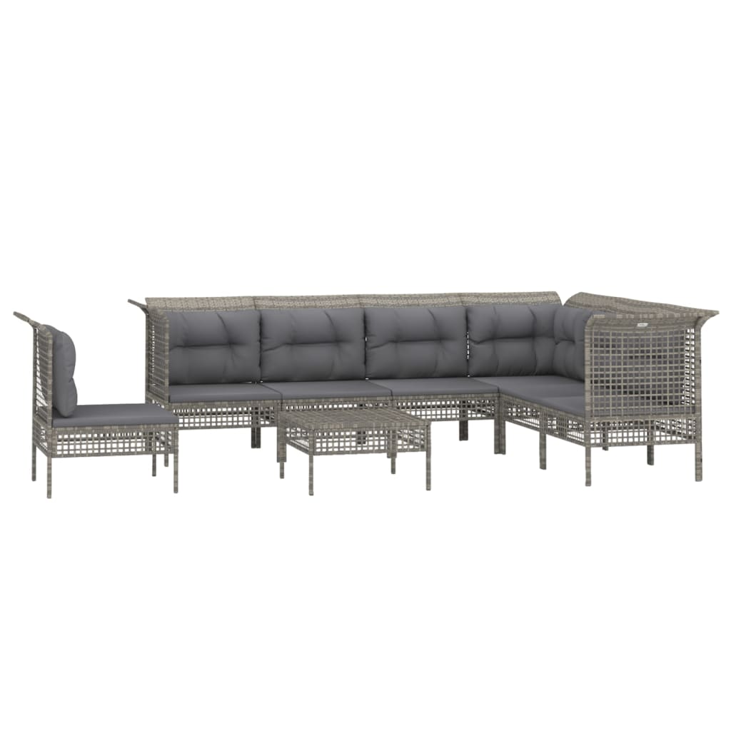 vidaXL Set mobilier de grădină cu perne, 8 piese, gri, poliratan vidaXL Set mobilier de grădină cu perne, 8 piese, gri, poliratan
