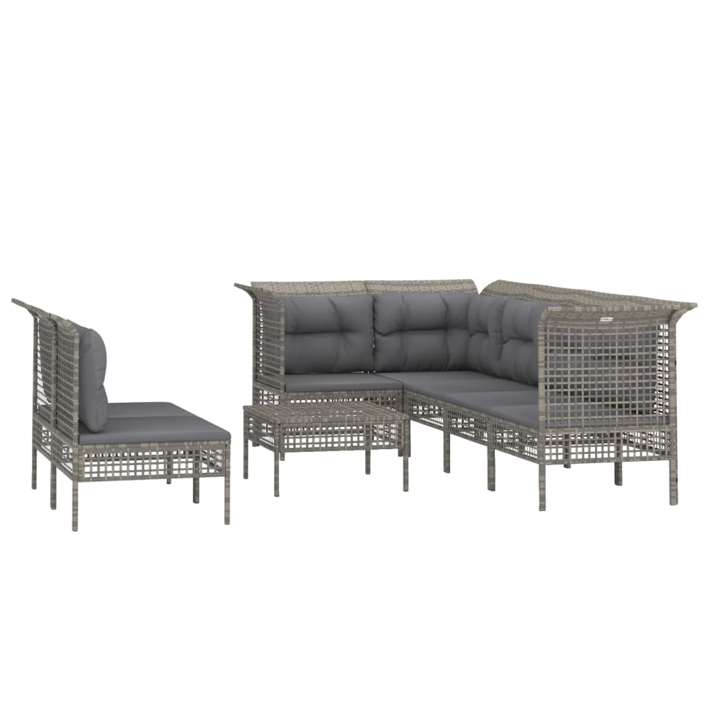 vidaXL Set mobilier de grădină cu perne, 8 piese, gri, poliratan vidaXL Set mobilier de grădină cu perne, 8 piese, gri, poliratan