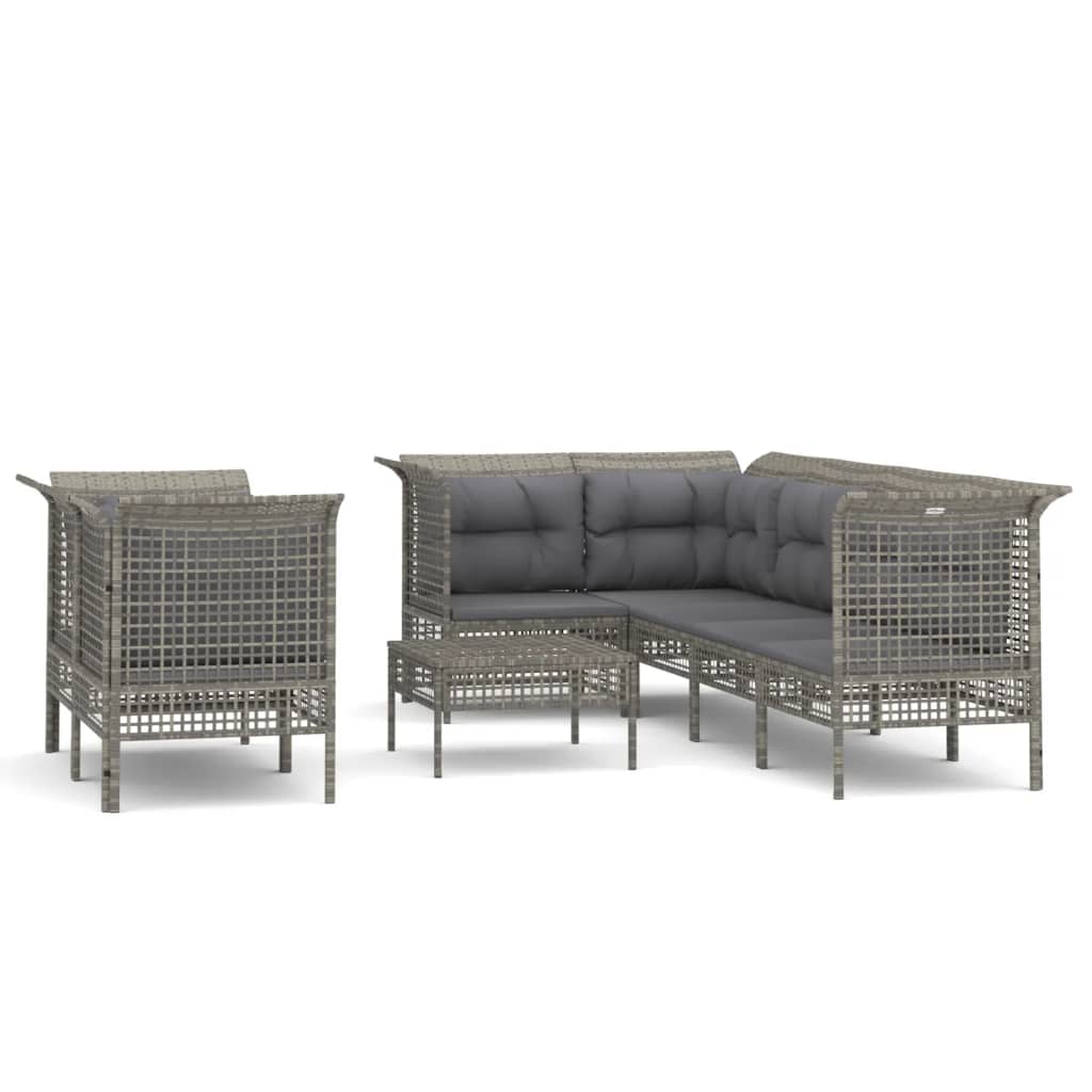 vidaXL Set mobilier de grădină cu perne, 8 piese, gri, poliratan vidaXL Set mobilier de grădină cu perne, 8 piese, gri, poliratan