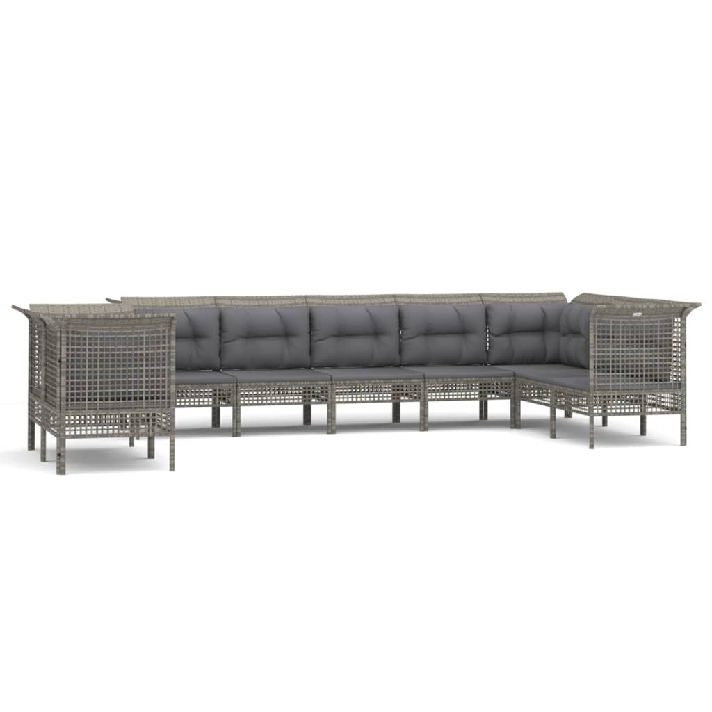 vidaXL Set mobilier de grădină cu perne, 9 piese, gri, poliratan vidaXL Set mobilier de grădină cu perne, 9 piese, gri, poliratan