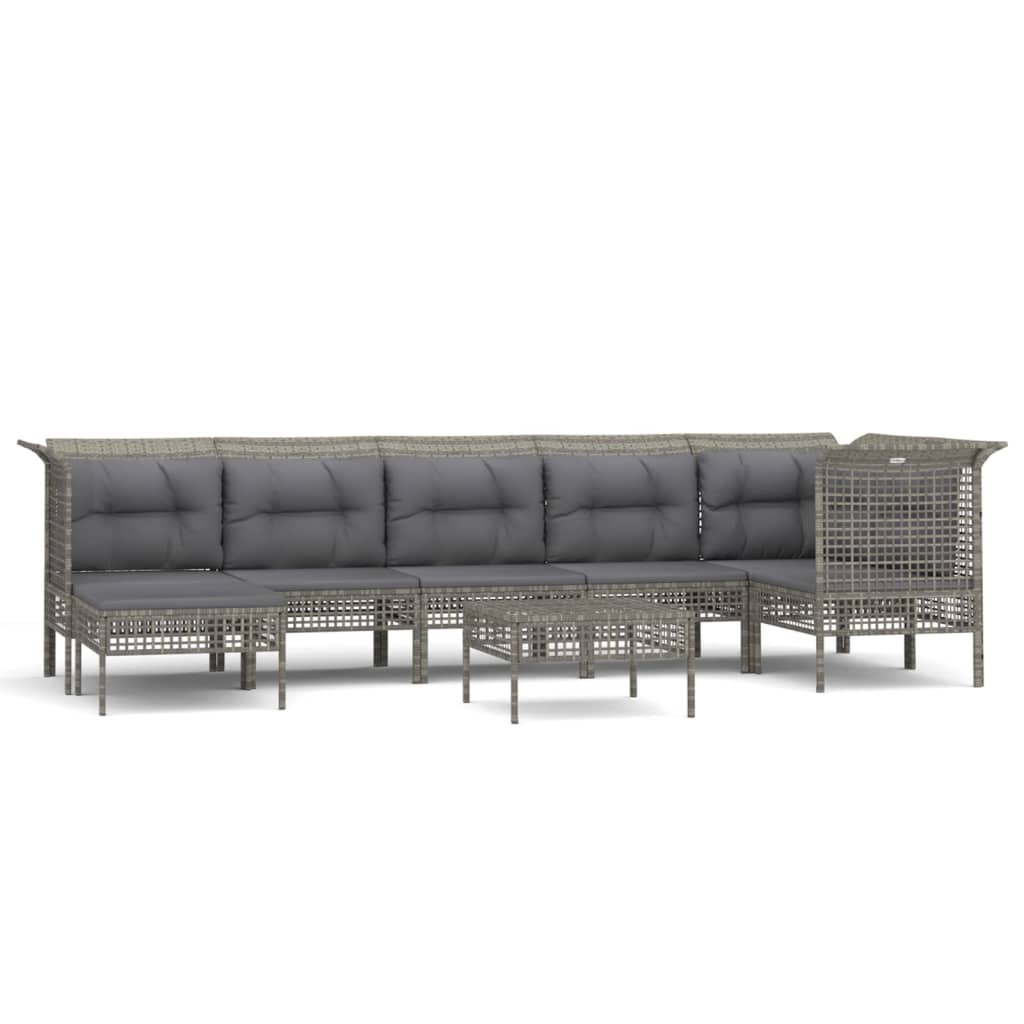 vidaXL Set mobilier de grădină cu perne, 8 piese, gri, poliratan vidaXL Set mobilier de grădină cu perne, 8 piese, gri, poliratan