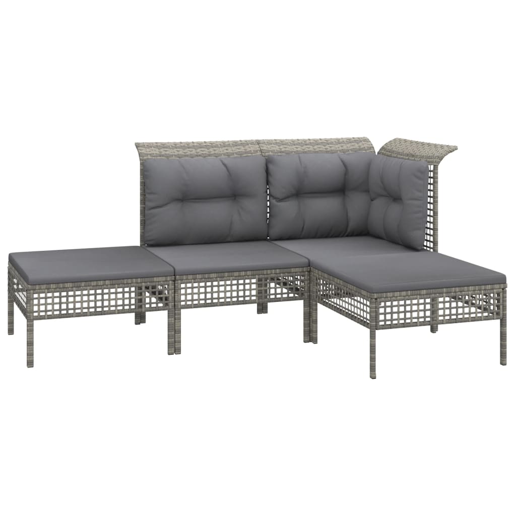 vidaXL Set mobilier de grădină cu perne, 8 piese, gri, poliratan vidaXL Set mobilier de grădină cu perne, 8 piese, gri, poliratan