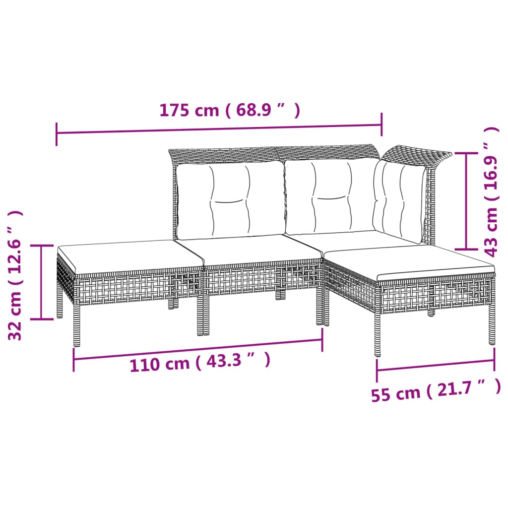 vidaXL Set mobilier de grădină cu perne, 8 piese, gri, poliratan vidaXL Set mobilier de grădină cu perne, 8 piese, gri, poliratan