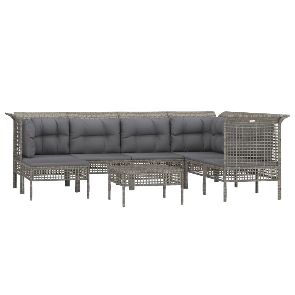 vidaXL Set mobilier de grădină cu perne, 8 piese, gri, poliratan vidaXL Set mobilier de grădină cu perne, 8 piese, gri, poliratan