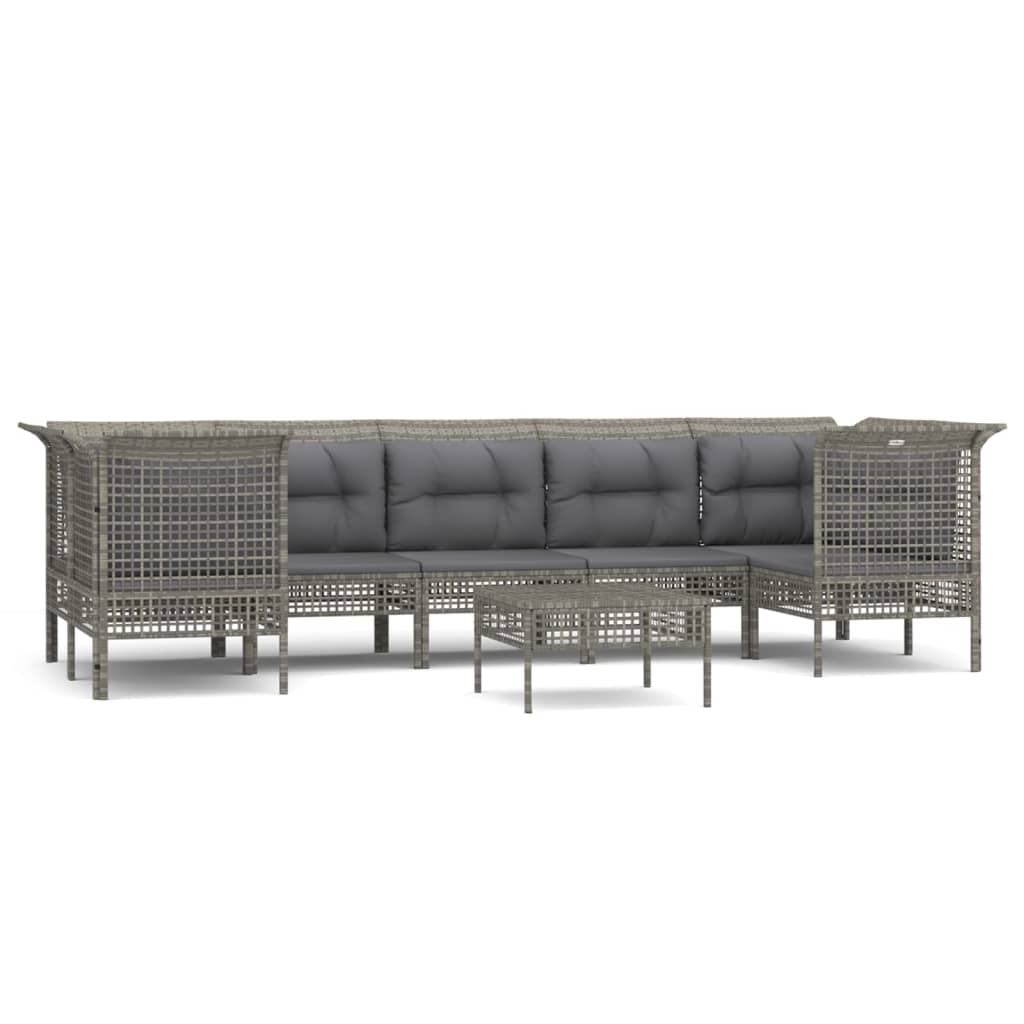 vidaXL Set mobilier de grădină cu perne, 8 piese, gri, poliratan vidaXL Set mobilier de grădină cu perne, 8 piese, gri, poliratan
