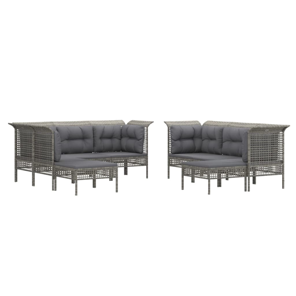 vidaXL Set mobilier de grădină cu perne, 9 piese, gri, poliratan vidaXL Set mobilier de grădină cu perne, 9 piese, gri, poliratan