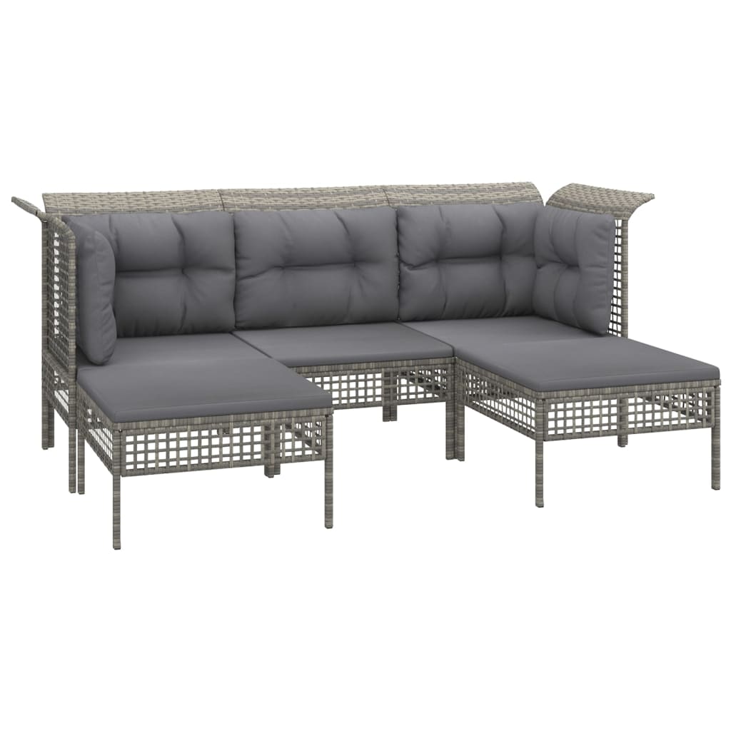 vidaXL Set mobilier de grădină cu perne, 9 piese, gri, poliratan vidaXL Set mobilier de grădină cu perne, 9 piese, gri, poliratan