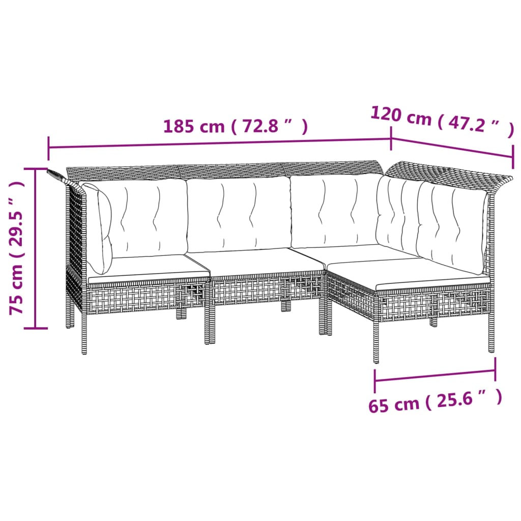 vidaXL Set mobilier de grădină cu perne, 9 piese, gri, poliratan vidaXL Set mobilier de grădină cu perne, 9 piese, gri, poliratan