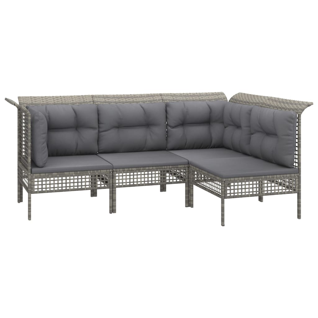 vidaXL Set mobilier de grădină cu perne, 9 piese, gri, poliratan vidaXL Set mobilier de grădină cu perne, 9 piese, gri, poliratan