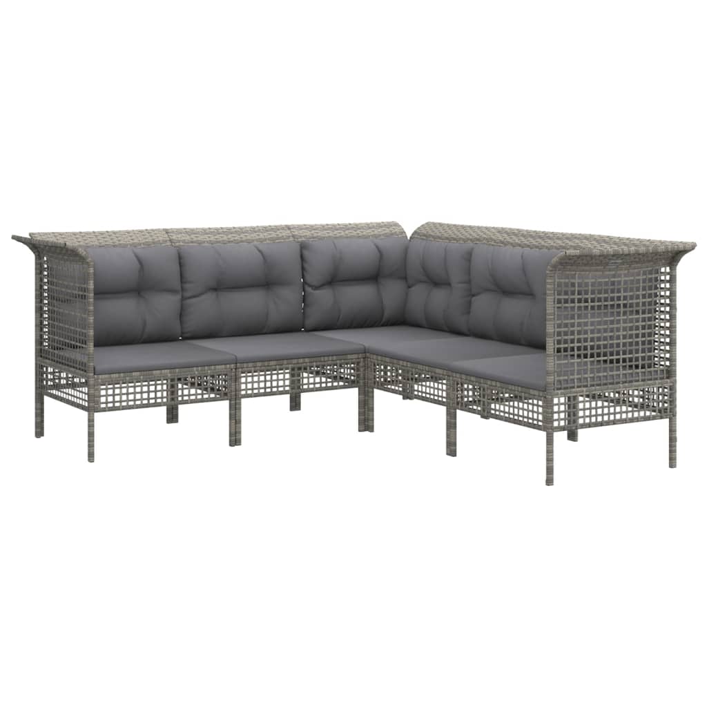 vidaXL Set mobilier de grădină cu perne, 9 piese, gri, poliratan vidaXL Set mobilier de grădină cu perne, 9 piese, gri, poliratan