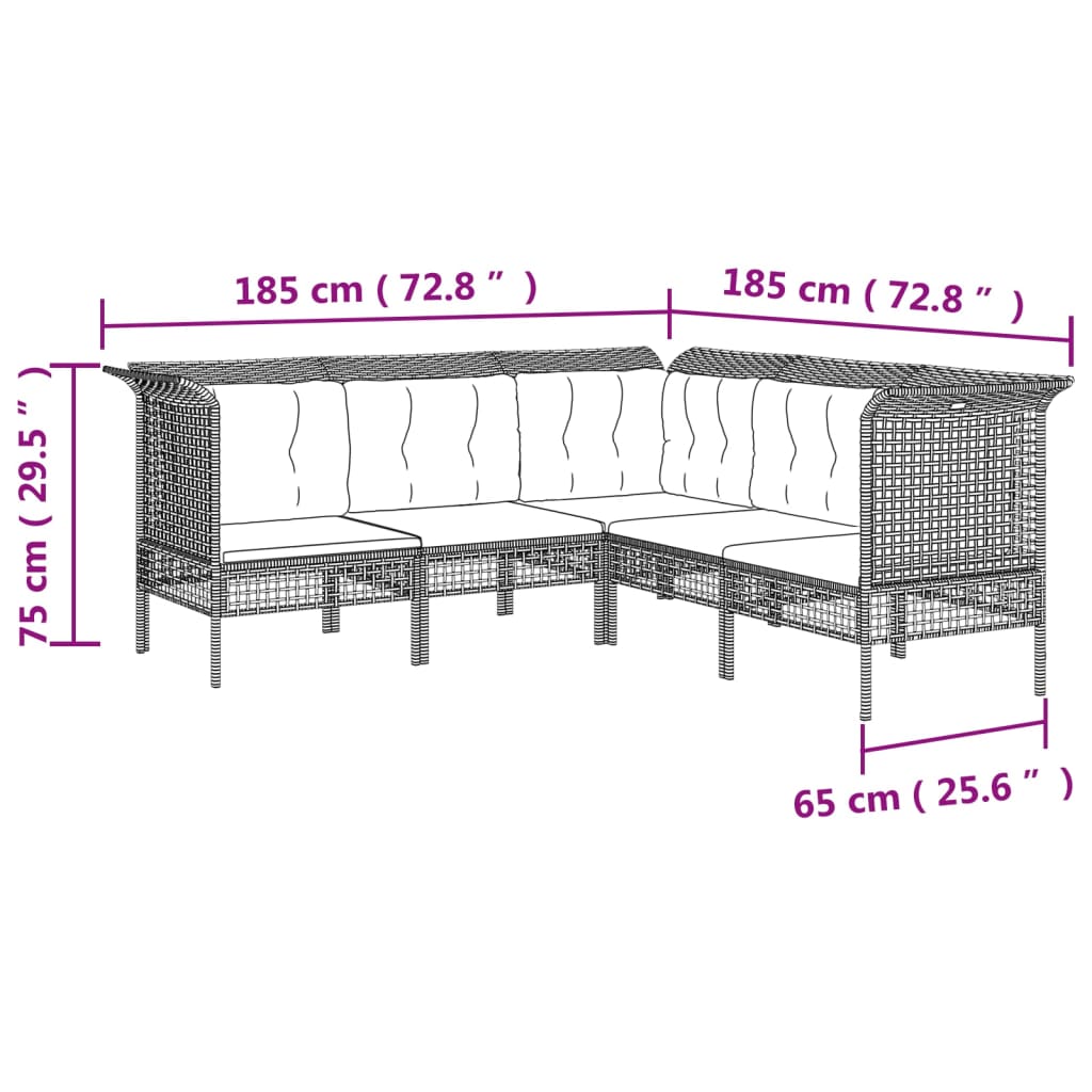 vidaXL Set mobilier de grădină cu perne, 9 piese, gri, poliratan vidaXL Set mobilier de grădină cu perne, 9 piese, gri, poliratan