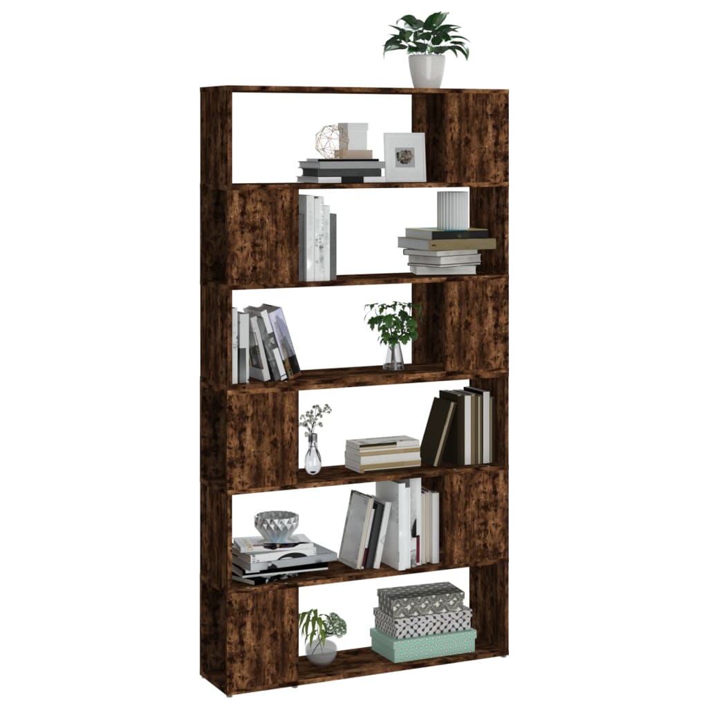 vidaXL Bibliotecă/Separator de cameră, stejar afumat, 100x24x188 cm vidaXL Bibliotecă/Separator de cameră, stejar afumat, 100x24x188 cm