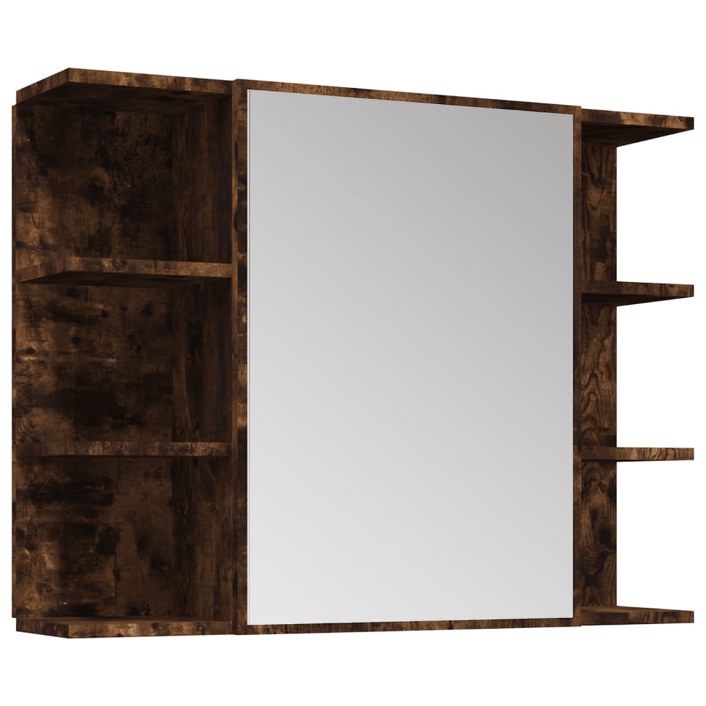 vidaXL Set dulapuri de baie, 4 piese, stejar afumat, lemn prelucrat