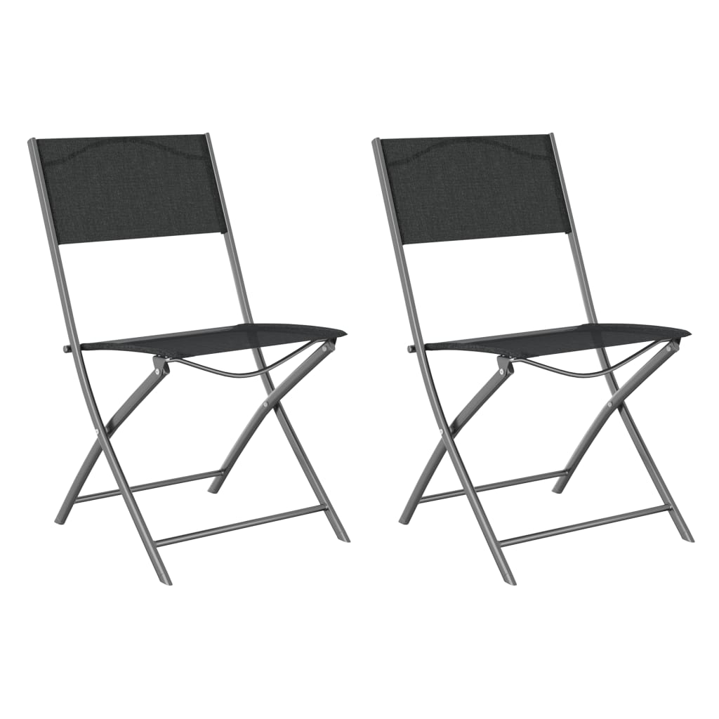vidaXL Scaune pliante de exterior, 2 buc., negru, oțel și textilenă vidaXL Scaune pliante de exterior, 2 buc., negru, oțel și textilenă