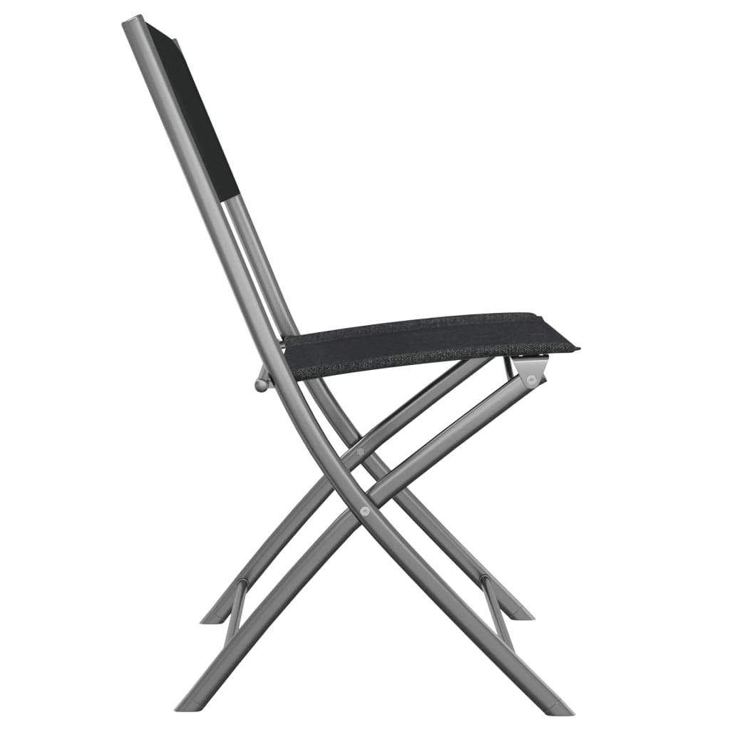 vidaXL Scaune pliante de exterior, 2 buc., negru, oțel și textilenă vidaXL Scaune pliante de exterior, 2 buc., negru, oțel și textilenă