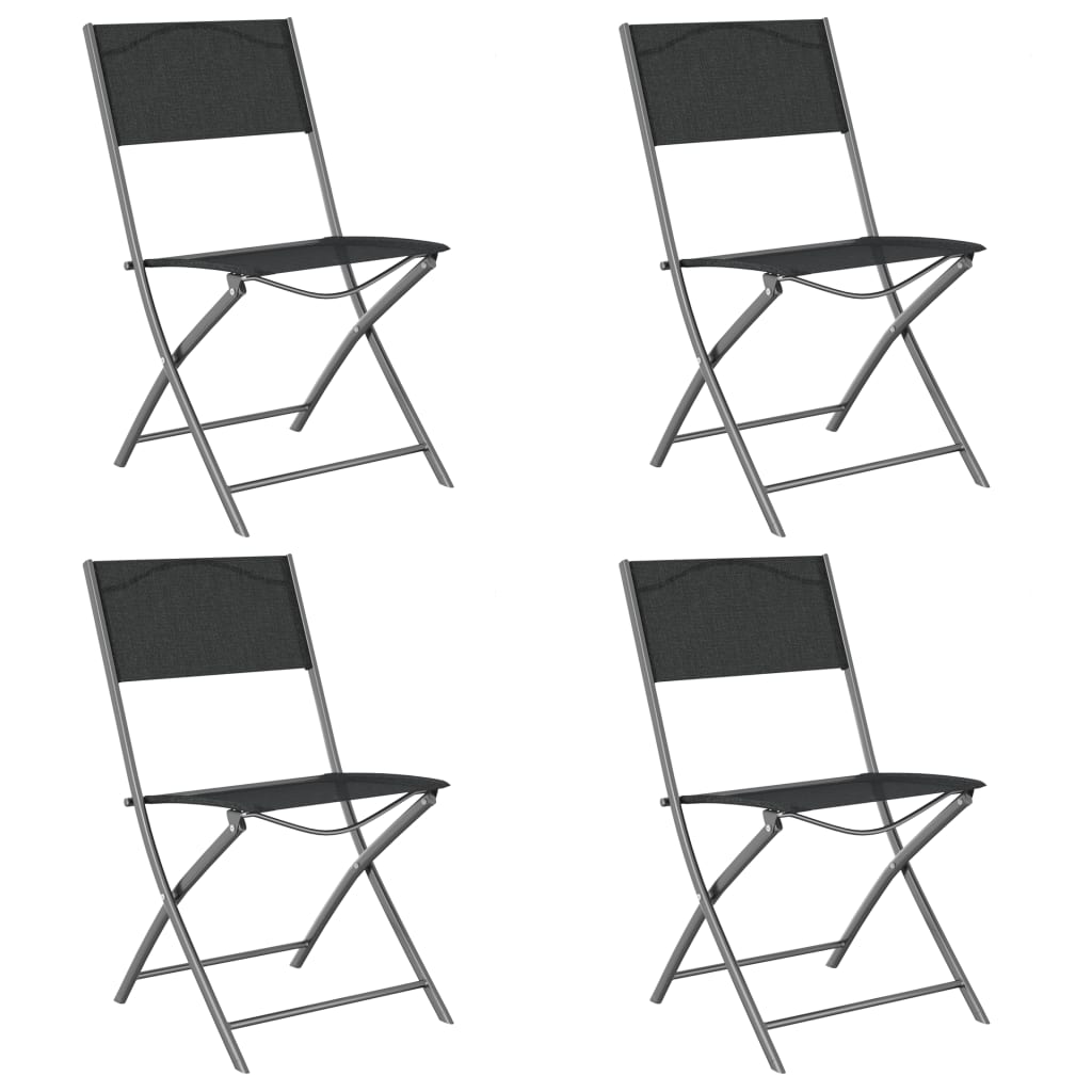 vidaXL Scaune pliante de exterior, 4 buc., negru, oțel și textilenă vidaXL Scaune pliante de exterior, 4 buc., negru, oțel și textilenă