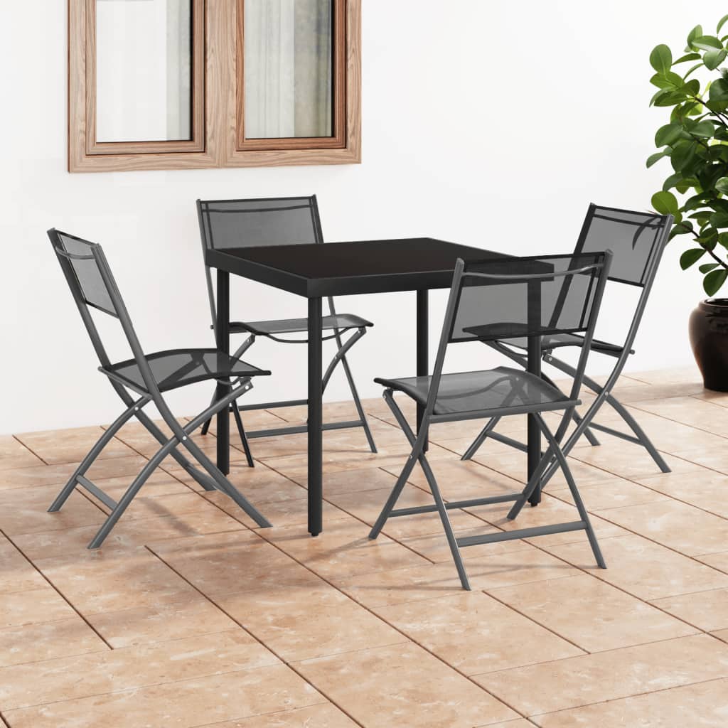 vidaXL Scaune pliante de exterior, 4 buc., negru, oțel și textilenă vidaXL Scaune pliante de exterior, 4 buc., negru, oțel și textilenă