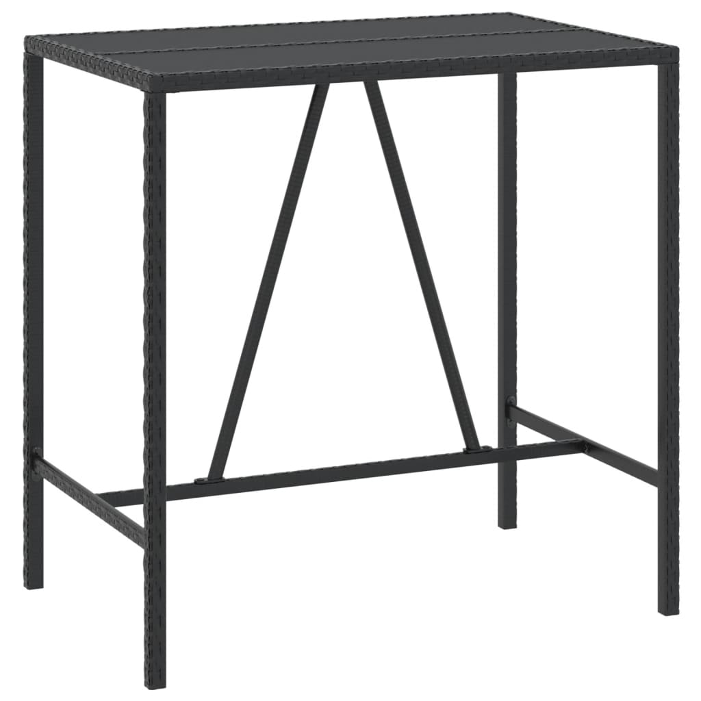 vidaXL Set bar pentru grădină, 7 piese, negru, poliratan/lemn acacia vidaXL Set bar pentru grădină, 7 piese, negru, poliratan/lemn acacia