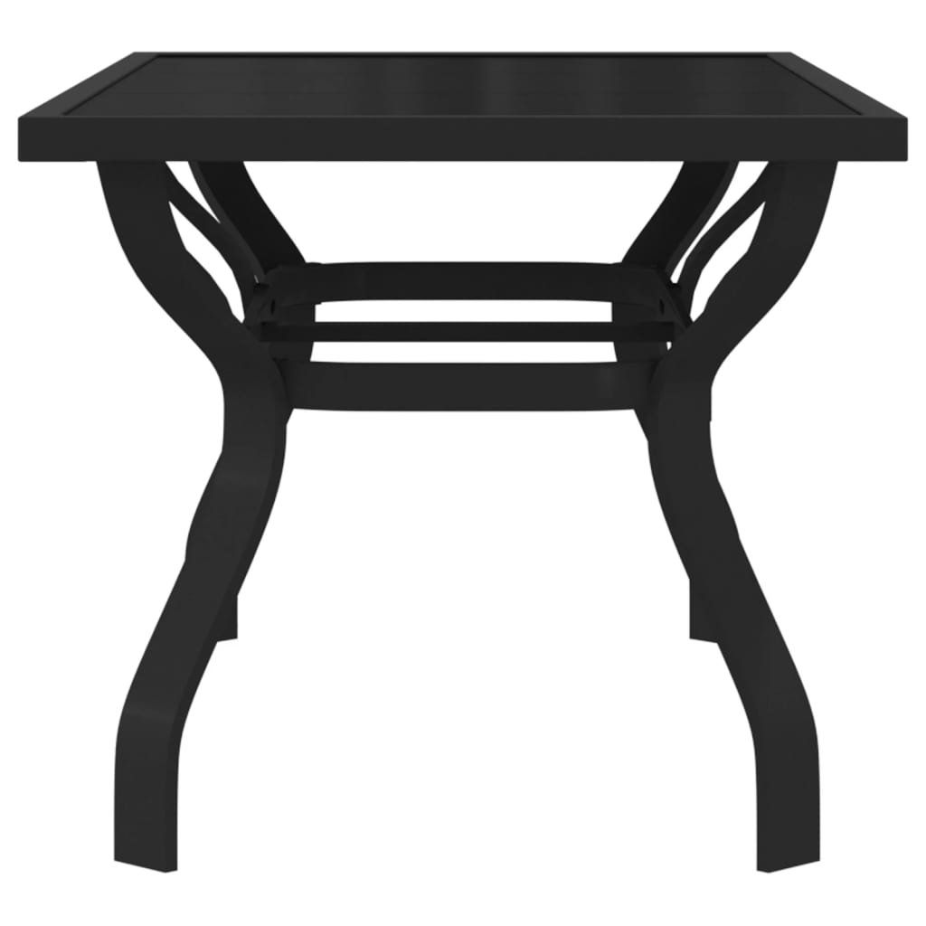 vidaXL Masă de grădină, negru, 140x70x70 cm, oțel și sticlă vidaXL Masă de grădină, negru, 140x70x70 cm, oțel și sticlă