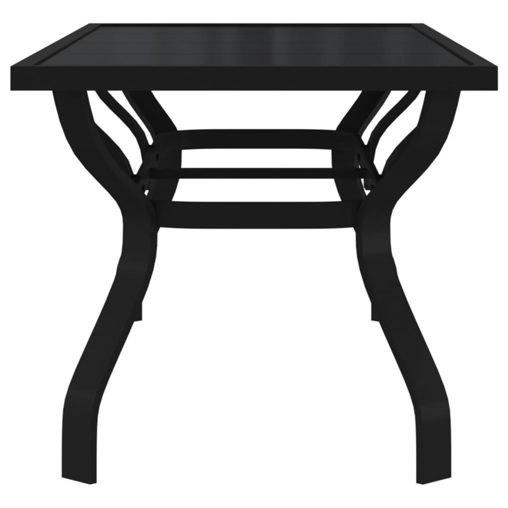 vidaXL Masă de grădină, negru, 180x80x70 cm, oțel și sticlă