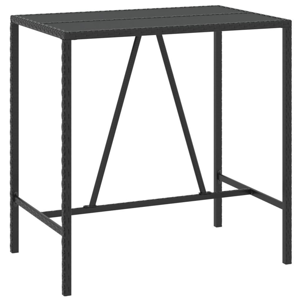 vidaXL Set bar pentru grădină, 5 piese, negru, poliratan/lemn acacia
