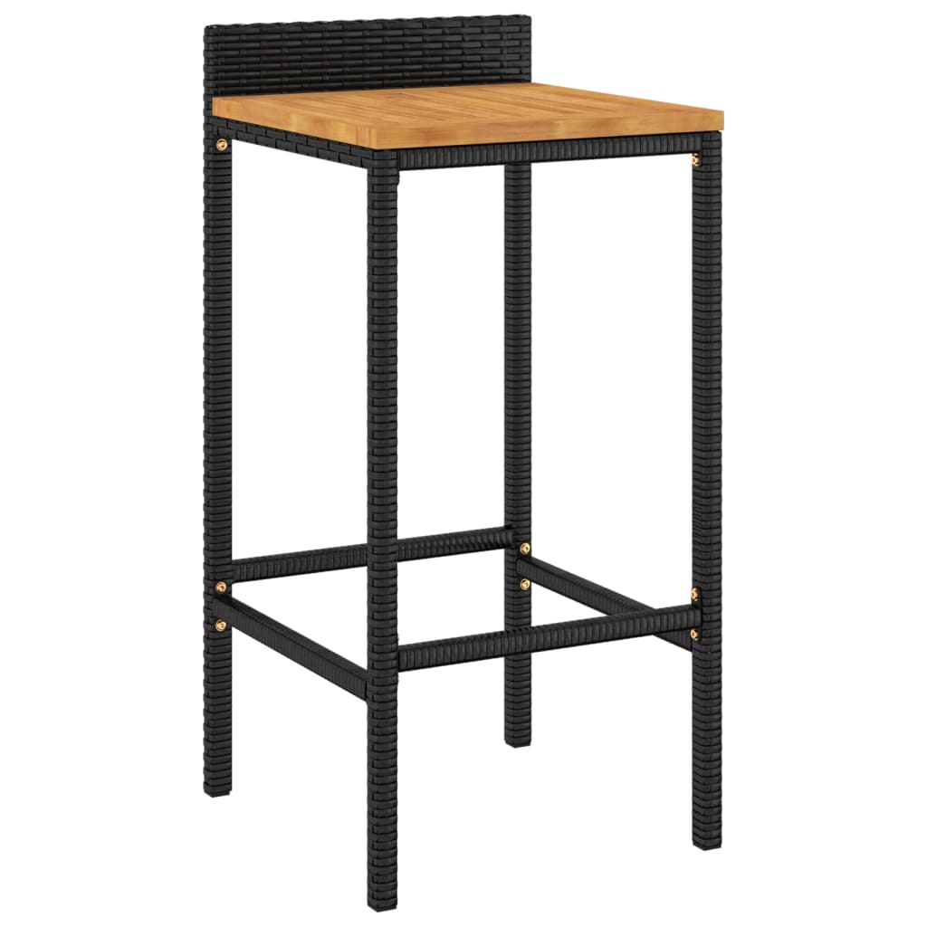 vidaXL Set bar pentru grădină, 5 piese, negru, poliratan/lemn acacia