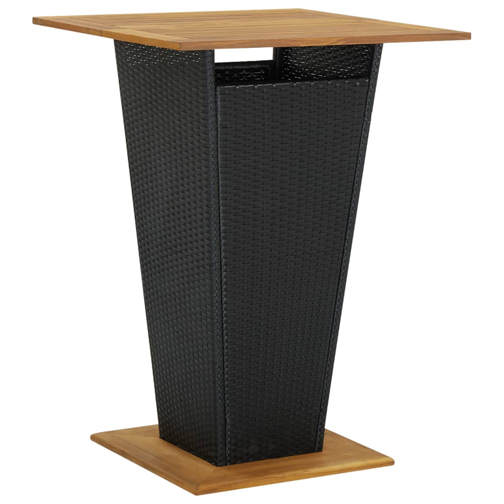 vidaXL Set bar pentru grădină, 5 piese, negru, poliratan/lemn acacia vidaXL Set bar pentru grădină, 5 piese, negru, poliratan/lemn acacia