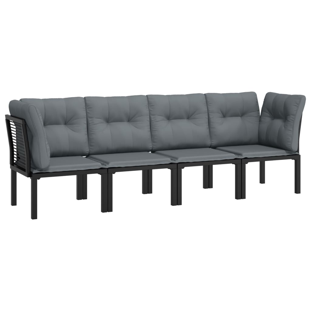 vidaXL Set mobilier de grădină, 4 piese, negru și gri, poliratan vidaXL Set mobilier de grădină, 4 piese, negru și gri, poliratan