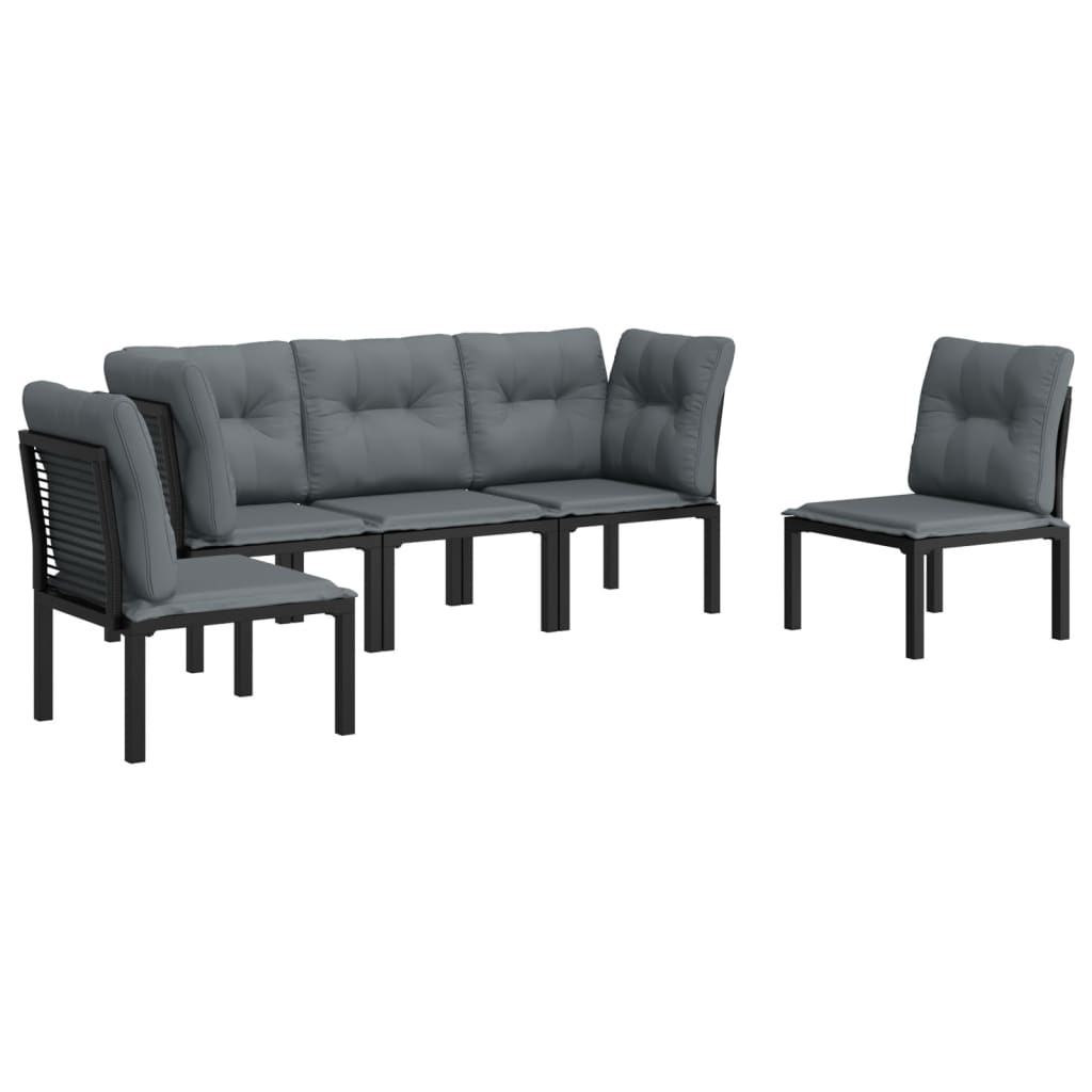 vidaXL Set mobilier de grădină, 5 piese, negru/gri, poliratan