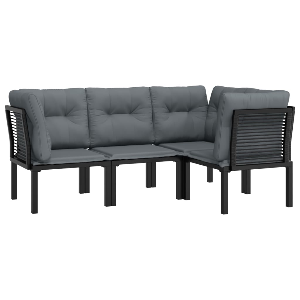 vidaXL Set mobilier de grădină, 4 piese, negru și gri, poliratan vidaXL Set mobilier de grădină, 4 piese, negru și gri, poliratan