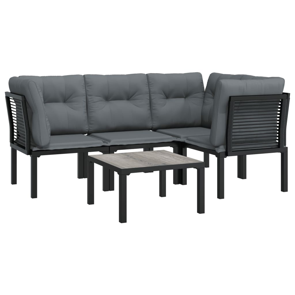 vidaXL Set mobilier de grădină, 5 piese, negru/gri, poliratan