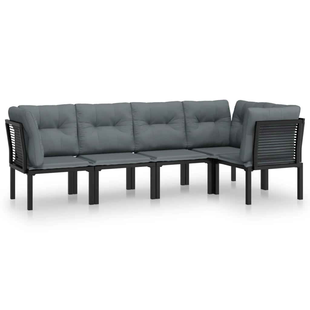 vidaXL Set mobilier de grădină, 5 piese, negru/gri, poliratan
