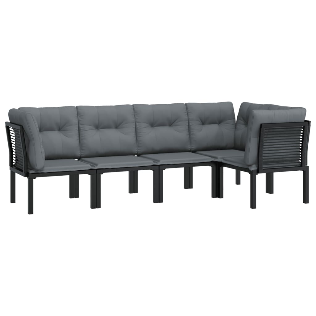 vidaXL Set mobilier de grădină, 5 piese, negru/gri, poliratan