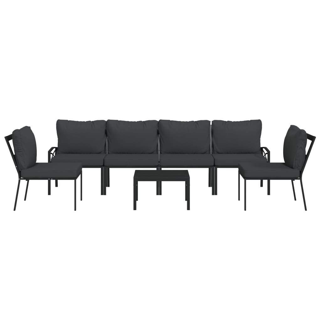 vidaXL Set mobilier grădină cu perne gri, 7 piese, oțel vidaXL Set mobilier grădină cu perne gri, 7 piese, oțel