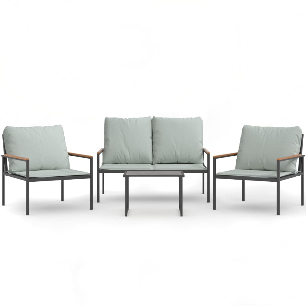 vidaXL Set mobilier de grădină, cu perne, antracit, 4 piese, oțel