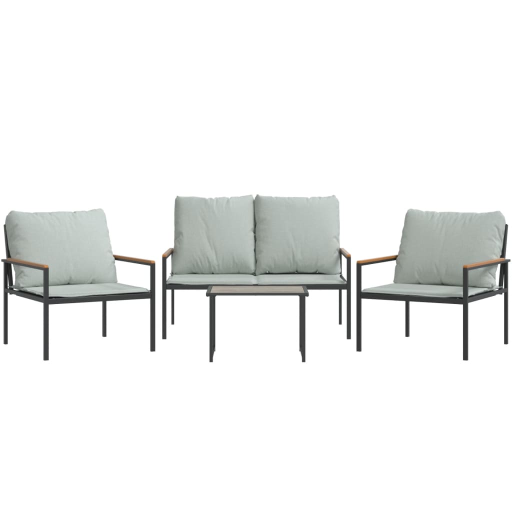 vidaXL Set mobilier de grădină, cu perne, antracit, 4 piese, oțel