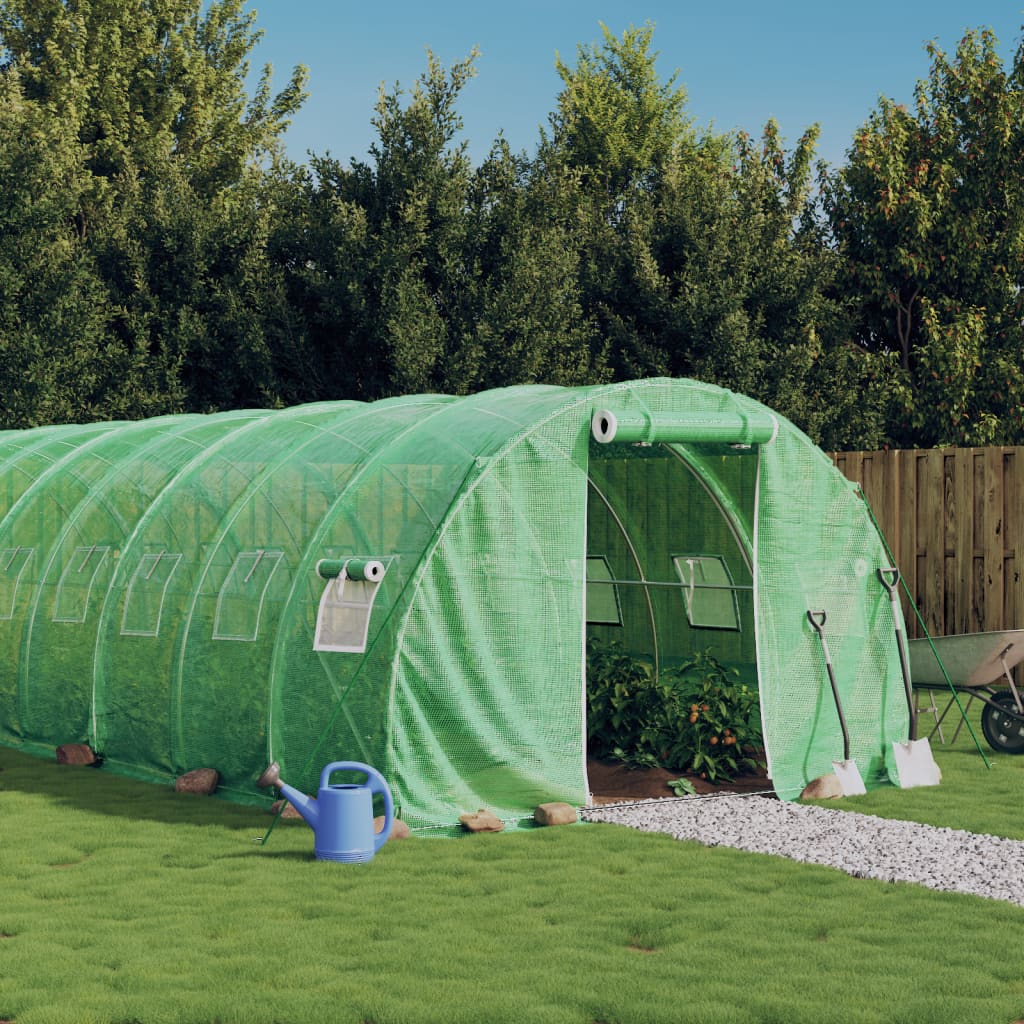 vidaXL Seră cu cadru din oțel, verde, 24 m², 8x3x2 m vidaXL Seră cu cadru din oțel, verde, 24 m², 8x3x2 m