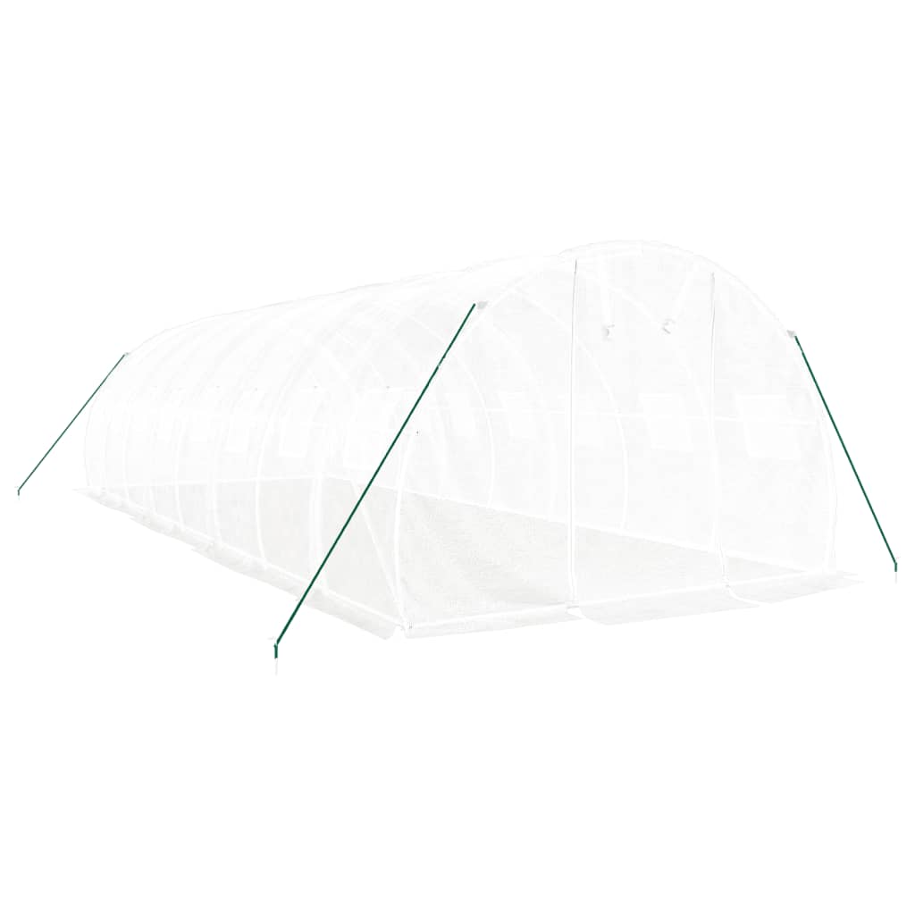 vidaXL Seră cu cadru din oțel, alb, 24 m², 8x3x2 m vidaXL Seră cu cadru din oțel, alb, 24 m², 8x3x2 m