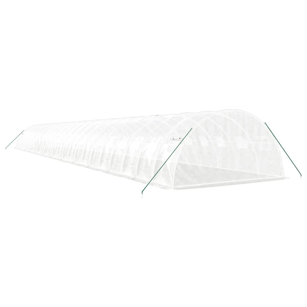 vidaXL Seră cu cadru din oțel, alb, 96 m², 24x4x2 m vidaXL Seră cu cadru din oțel, alb, 96 m², 24x4x2 m