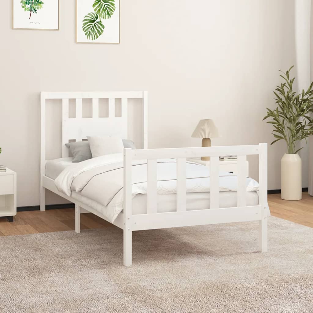 vidaXL Cadru de pat cu tăblie, 90x200 cm, lemn masiv de pin vidaXL Cadru de pat cu tăblie, 90x200 cm, lemn masiv de pin