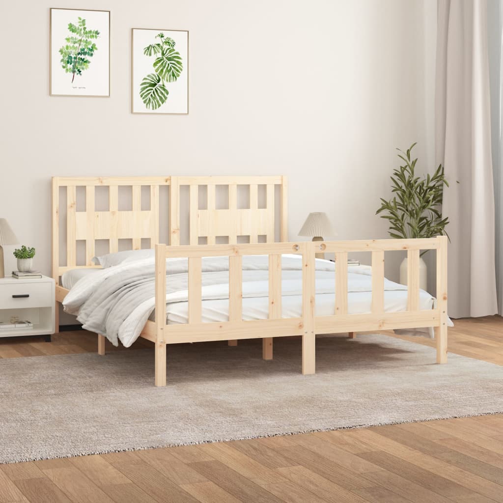 vidaXL Cadru de pat cu tăblie, 160x200 cm, lemn masiv de pin vidaXL Cadru de pat cu tăblie, 160x200 cm, lemn masiv de pin