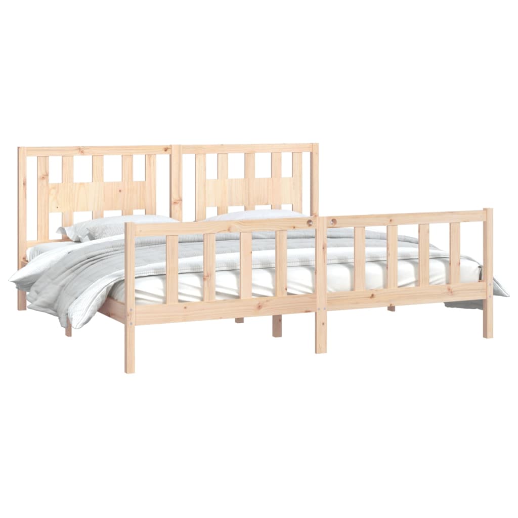 vidaXL Cadru de pat cu tăblie 200x200 cm, lemn masiv de pin