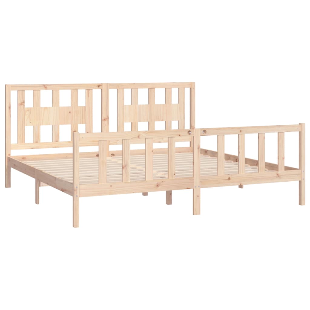 vidaXL Cadru de pat cu tăblie 200x200 cm, lemn masiv de pin