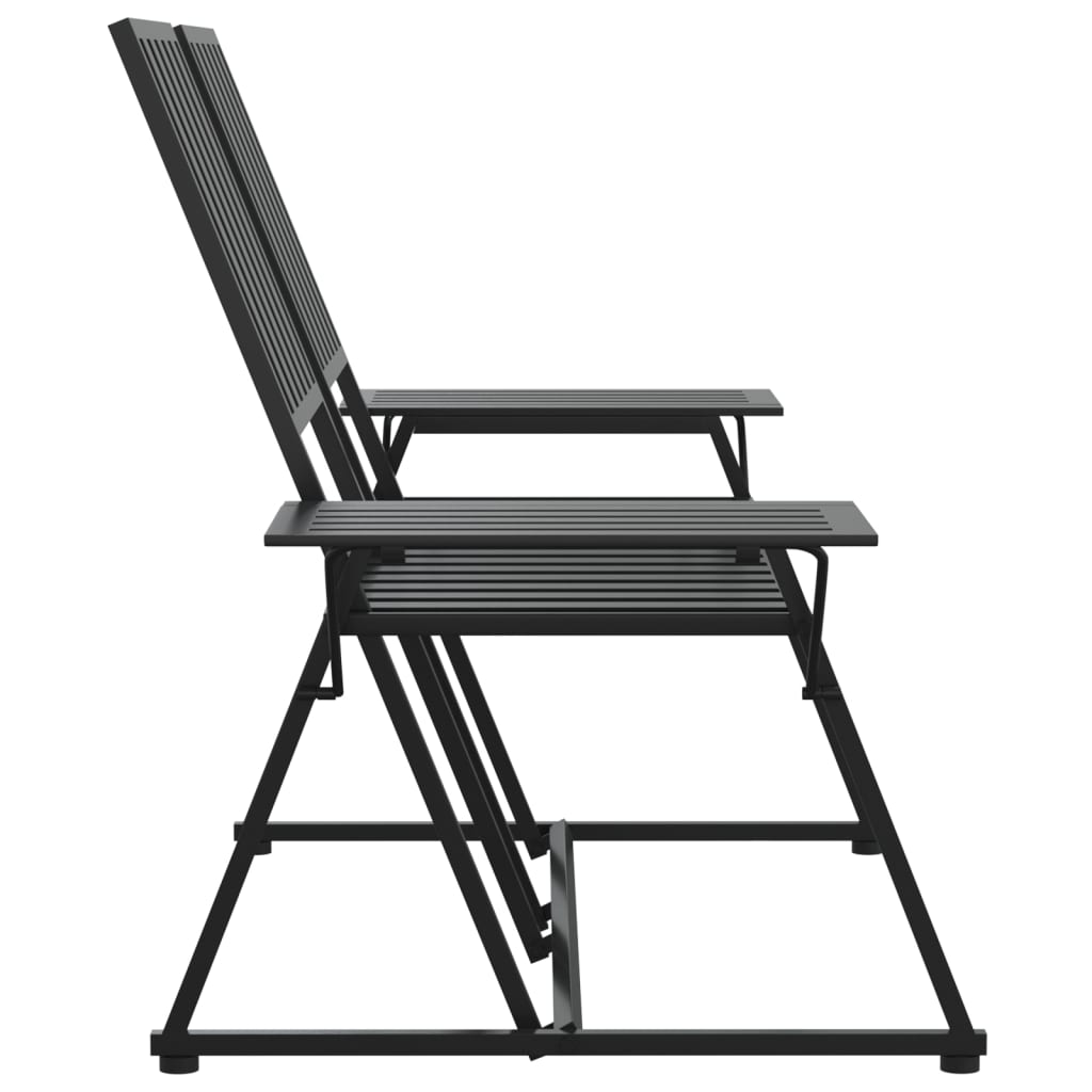 vidaXL Bancă de grădină cu 2 locuri, negru, 165 cm, oțel vidaXL Bancă de grădină cu 2 locuri, negru, 165 cm, oțel