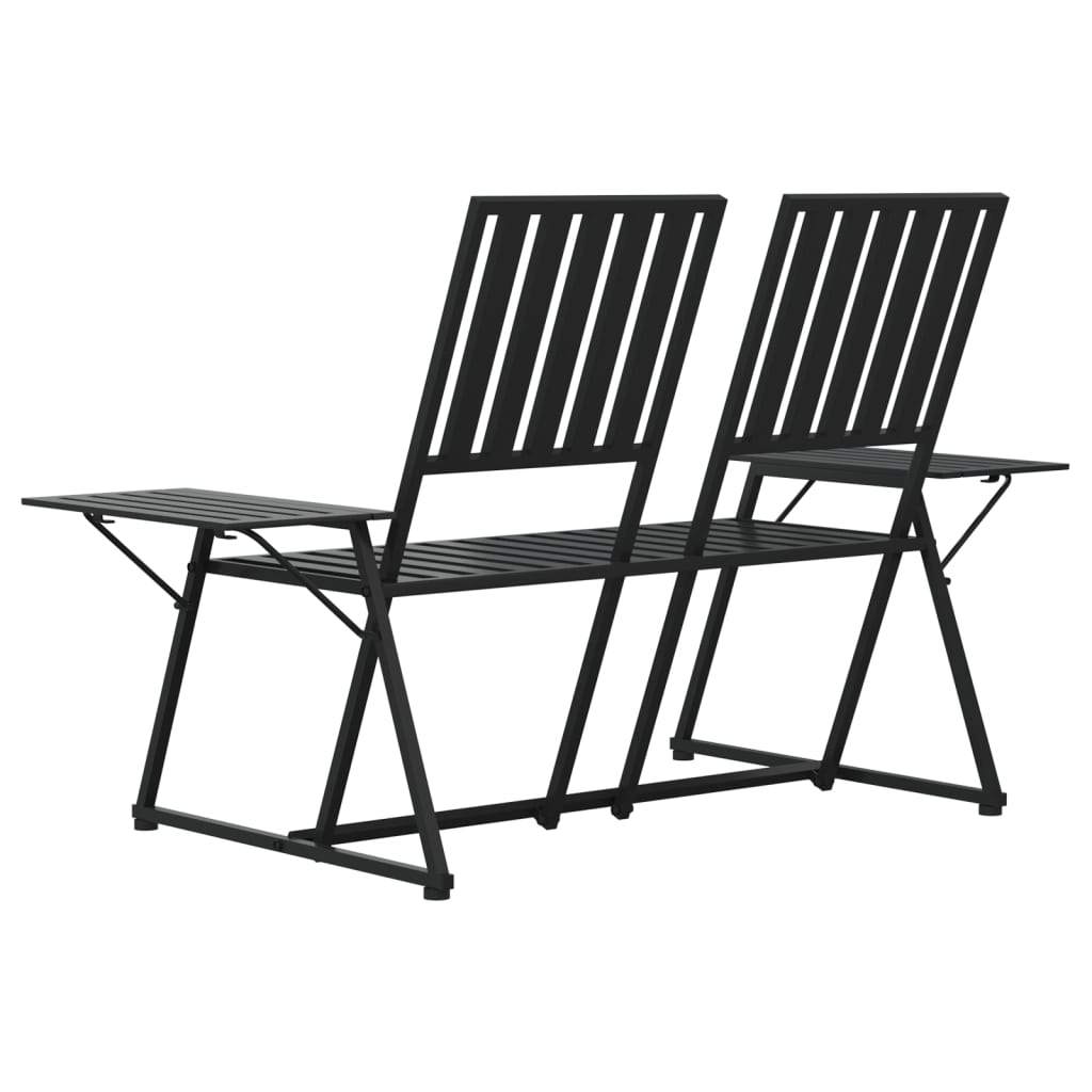 vidaXL Bancă de grădină cu 2 locuri, negru, 165 cm, oțel vidaXL Bancă de grădină cu 2 locuri, negru, 165 cm, oțel