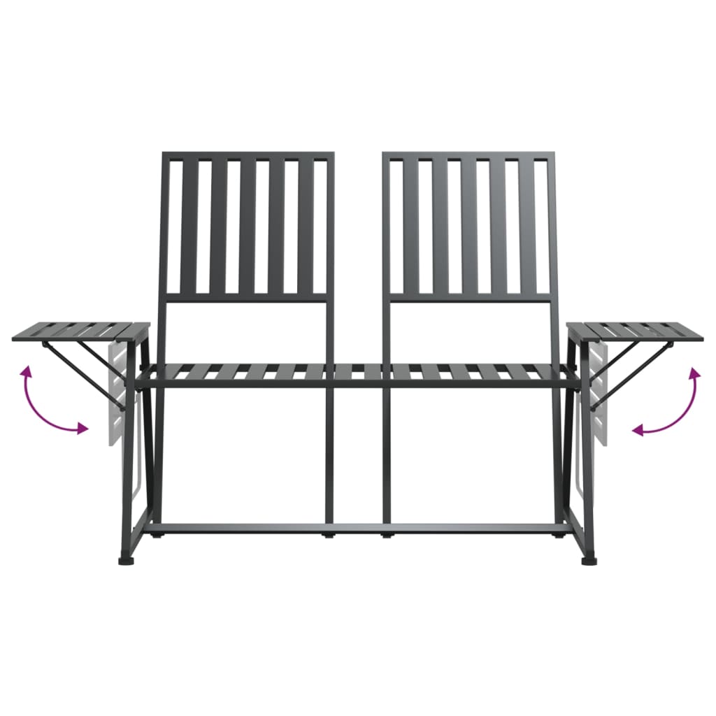 vidaXL Bancă de grădină cu 2 locuri, negru, 165 cm, oțel vidaXL Bancă de grădină cu 2 locuri, negru, 165 cm, oțel