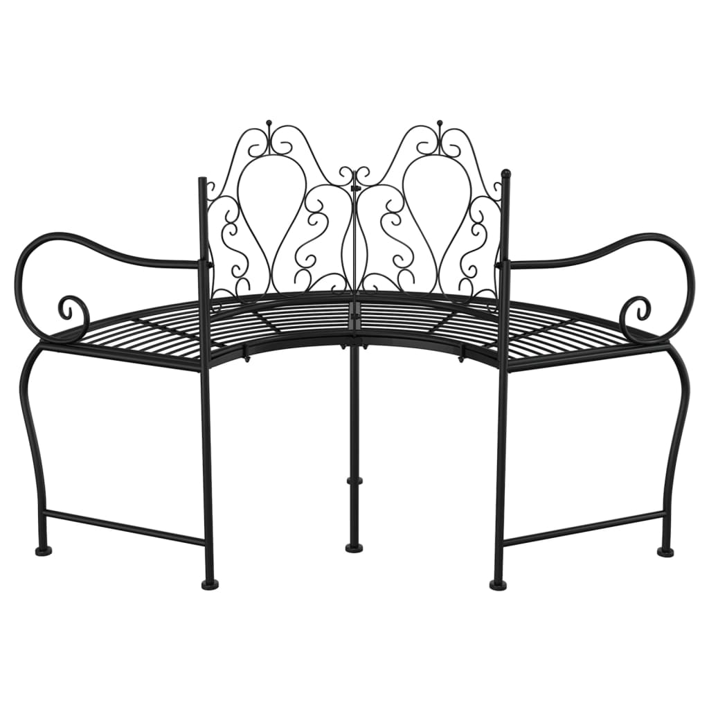 vidaXL Bancă circulară de copac, negru, 150 cm, oțel vidaXL Bancă circulară de copac, negru, 150 cm, oțel