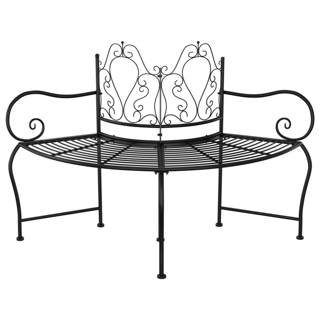 vidaXL Bancă circulară de copac, negru, 150 cm, oțel vidaXL Bancă circulară de copac, negru, 150 cm, oțel